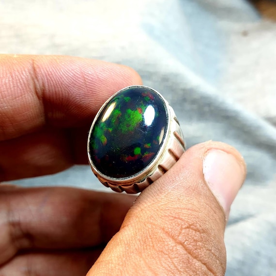 Buy Massive Mens Black Australian Opal Ring Size 10 Resize Able Online in  India - Etsy