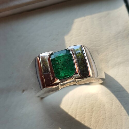 Natural Emerald shops mens ring 1.5 Cts