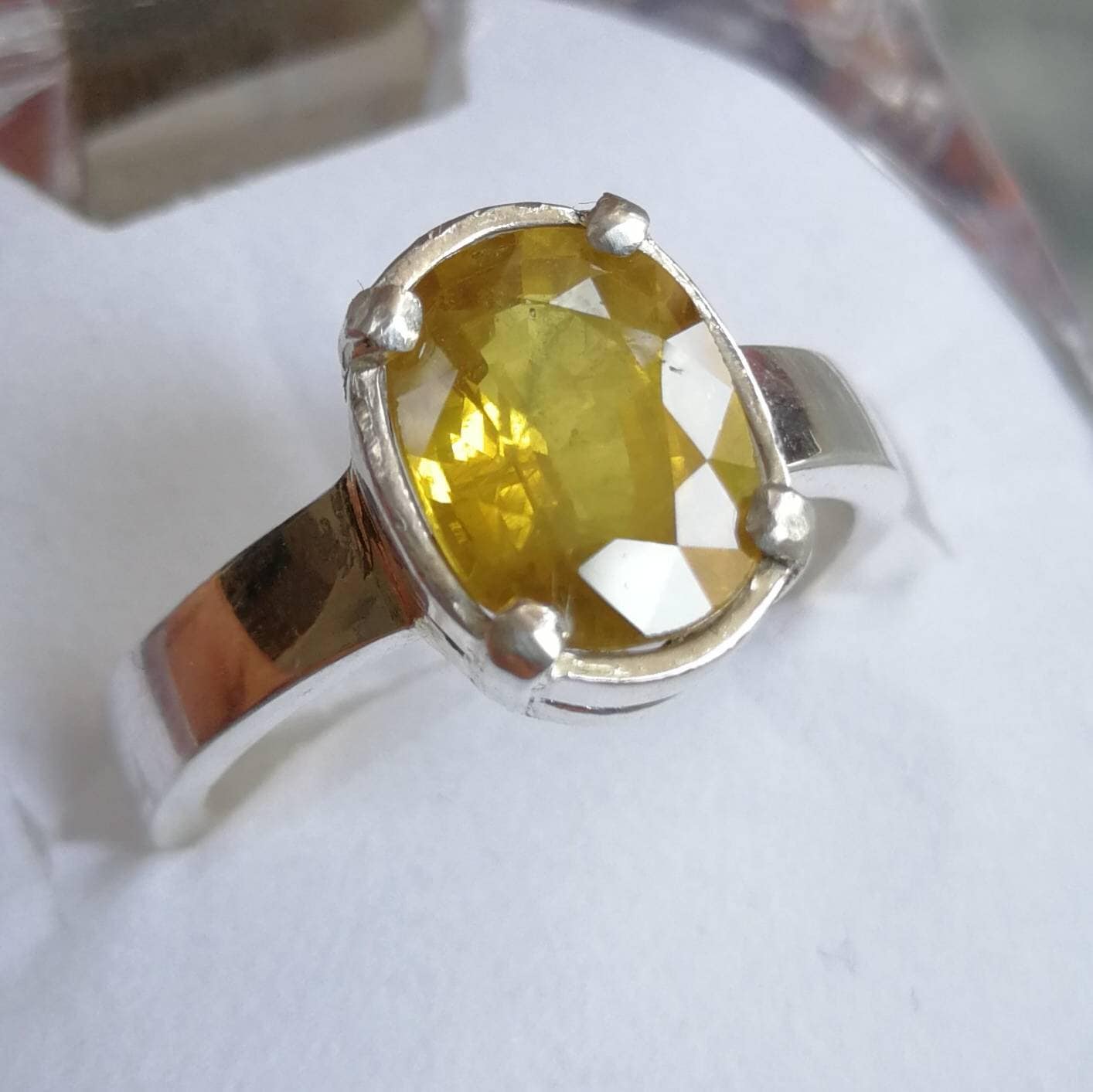 Buy 11.25 Carat / 13.25 Ratti Silver Ring Natural White Sapphire Stone  Certified Safed Pukhraj Adjaistaible Ring Birthstone Precious Loose Gemstone  Online at desertcartINDIA