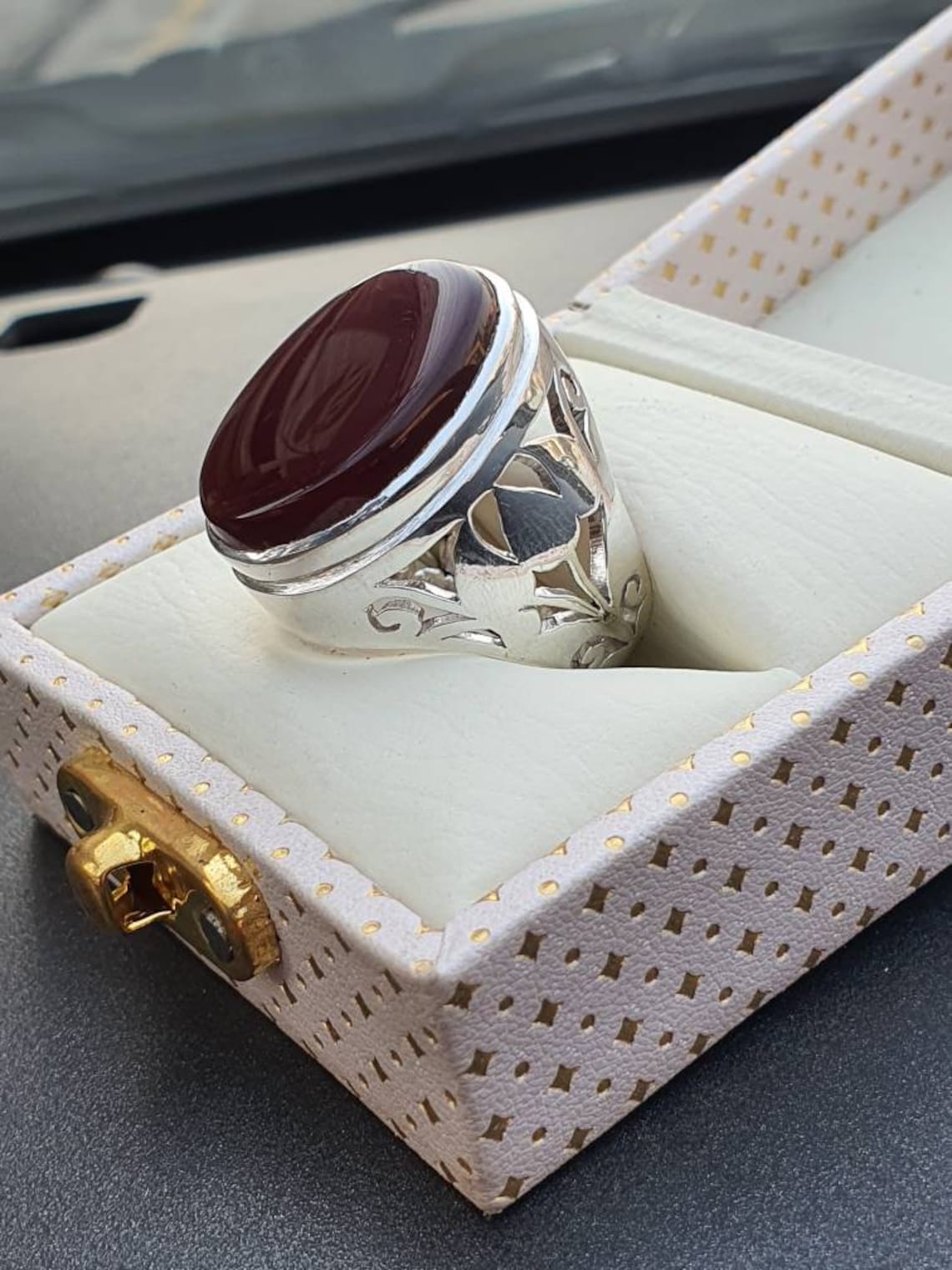 Big Aqeeq Ring for Man Sterling Silver Shia Ring Yemen Stone Etsy