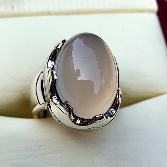 White aqeeq ring for women