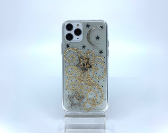 Bling Silver /& Blue Rhinestone Stripes with Gold Rhinestone Anchor iPhone 5 or 5S or SE Cell Case