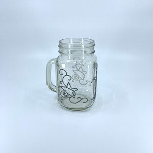 Mason Jar with handle. Unique. Handmade. Gray moon, stars, swirls rhinestone design. 5 inches in height. Choose an accessories. image 2