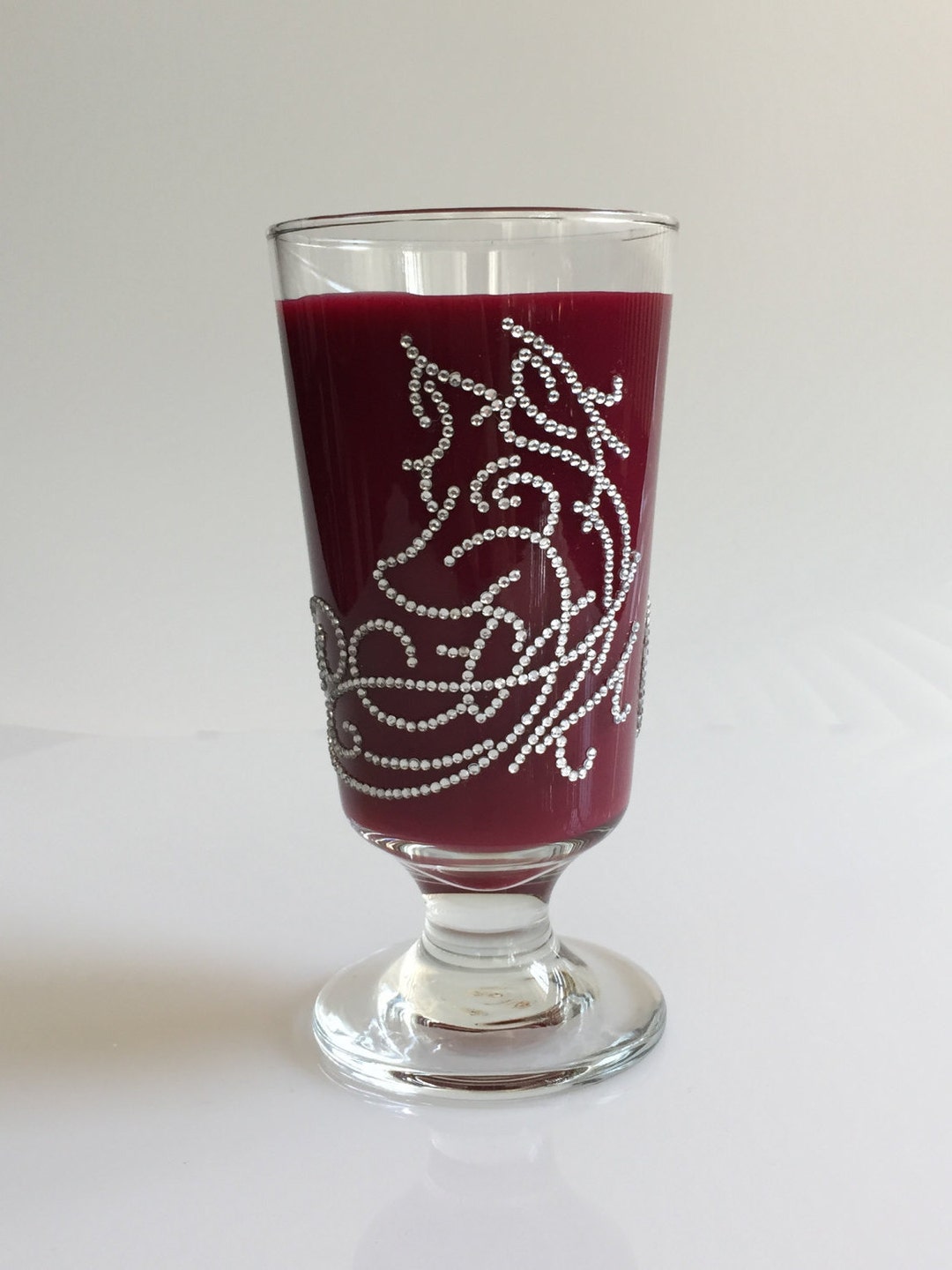 Handmade Height 6 In. Footed Highball Glass With a Grey Wolf Etsy