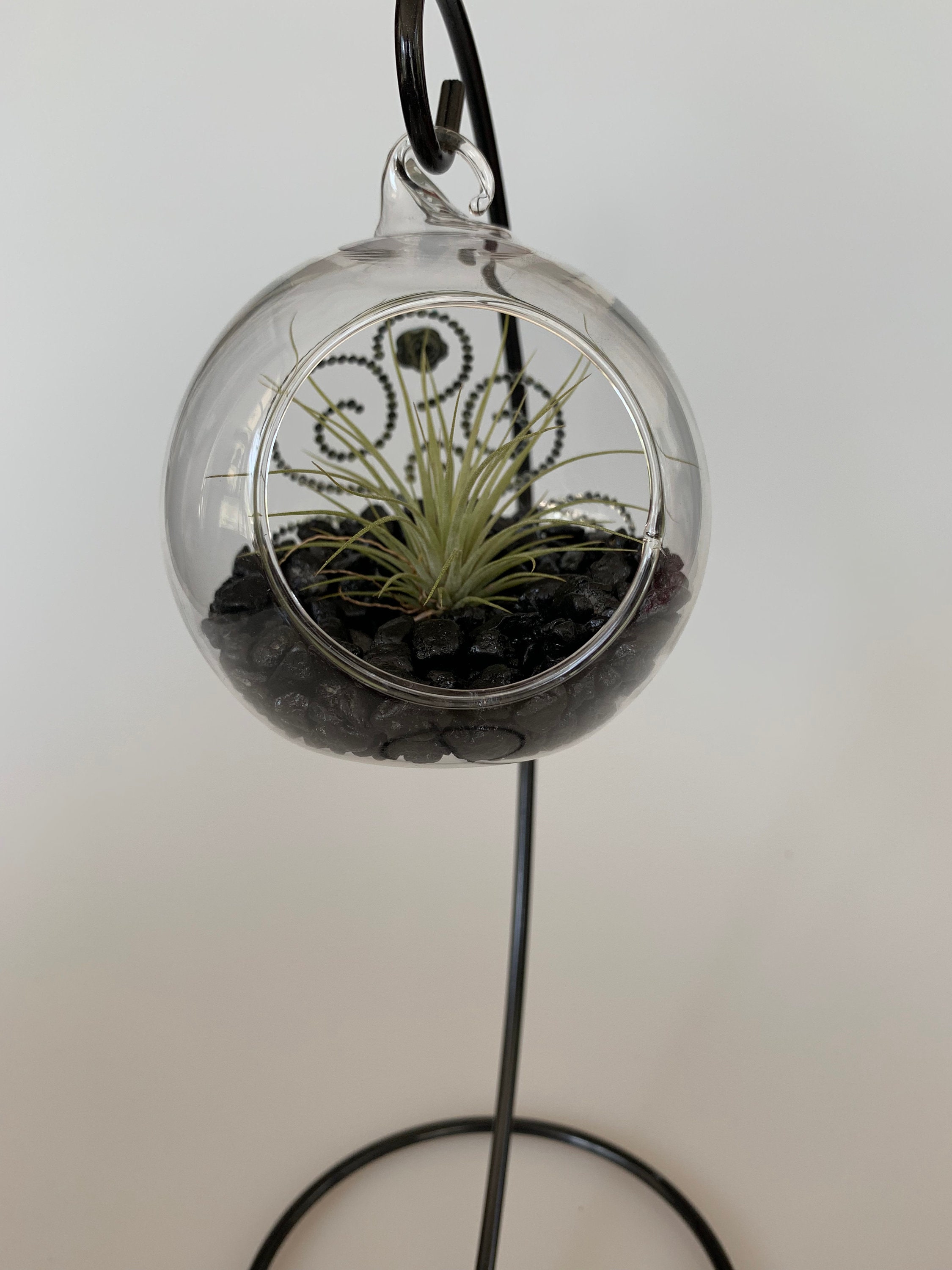 Hanging Glass Terrarium Sphere is 3.5 by 3 Inches. Opening is Etsy