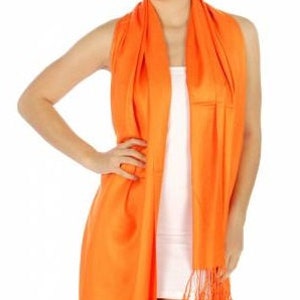 Orange Pashmina Orange scarf Orange cover ups Orange wedding pashmina Orange bridal favors Orange wedding favors Orange shawls image 1