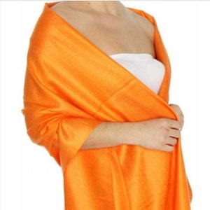 Oranje Pashmina Oranje sjaal Oranje cover ups Oranje bruiloft pashmina Oranje bruidsgunsten Oranje huwelijksgunsten Oranje sjaals afbeelding 1