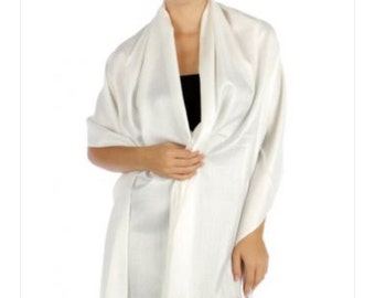 White Pashmina Scarf -  white Bridesmaid's gifts - white Bridesmaid's scarf - white bridal Shawl - white party favors - white wedding shawl