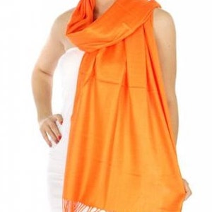 Orange Pashmina Orange scarf Orange cover ups Orange wedding pashmina Orange bridal favors Orange wedding favors Orange shawls image 3