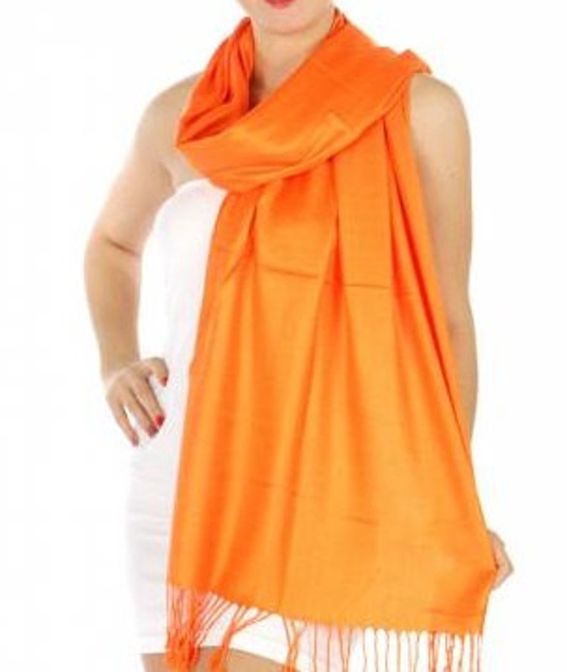 Oranje Pashmina Oranje sjaal Oranje cover ups Oranje bruiloft pashmina Oranje bruidsgunsten Oranje huwelijksgunsten Oranje sjaals afbeelding 3