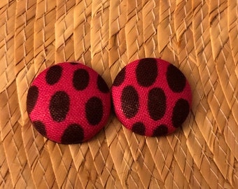 Pink and brown dot stud earrings - pink   button earrings