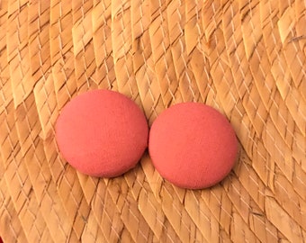 Salmon pink stud earrings - salmon pink   button earrings
