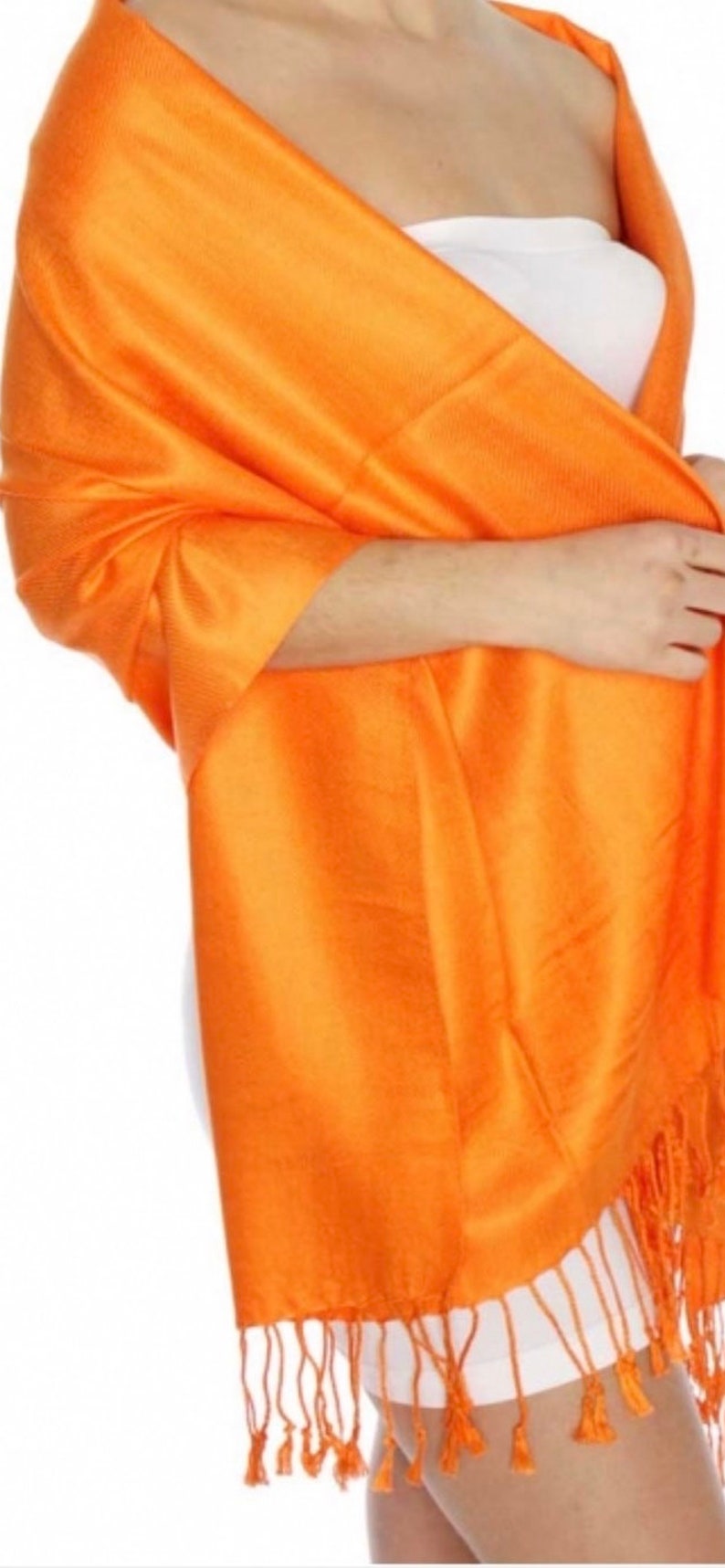 Orange Pashmina Orange scarf Orange cover ups Orange wedding pashmina Orange bridal favors Orange wedding favors Orange shawls image 2