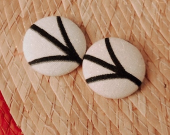 Black and white abstract stud earrings - black and white  button earrings