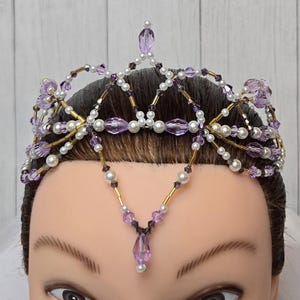 Purple and Pearl Beaded Ballet Tiara Headpiece Lilac Fairy, Medora, Le Corsaire, Raymonda