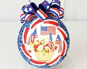 Patriotic Red, White and Blue Flags Ornament