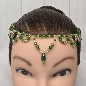 Green and Gold Beaded Ballet Tiara Headpiece La Esmerelda, Le Corsaire, Gamzatti