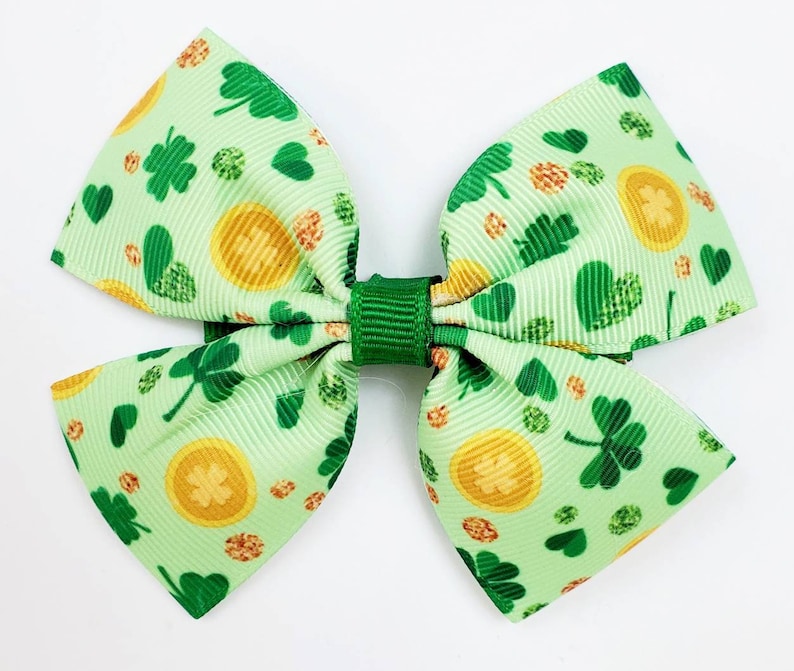 Gold and Shamrocks hairbow