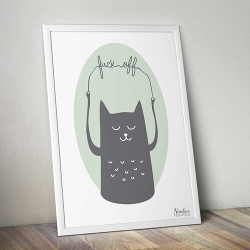 Cat Print Wall Decor Digital Illustration Cat Poster Pet Etsy