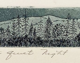 Mary Westring "A Quiet Night" landscape etching