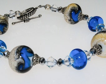 Handmade lampwork bead Oceana bracelet