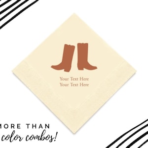 Cowboy Boots Print Napkins 50 Paper Napkins Country Wedding Napkins Personalized Birthday Napkins Cowgirl Western Themed Party image 1