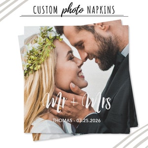 Custom Wedding Napkins - Personalized Photo Wedding Napkins - Photo Cocktail Napkins - Engagement Napkins - Custom Wedding Logo Napkins