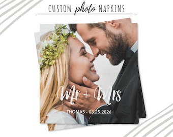 Custom Wedding Napkins - Personalized Photo Wedding Napkins - Photo Cocktail Napkins - Engagement Napkins - Custom Wedding Logo Napkins