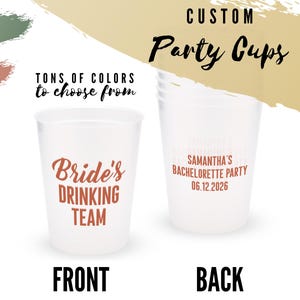 Personalisierte Bachelorette Plastikpartybecher - Benutzerdefiniertes Set mit 8 Braut-Trinkteam 16 Unze. Party Tassen - Brautjungfer Geschenk - Trauzeugin Geschenk
