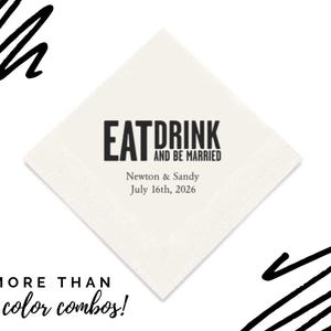 Eat Drink And Be Married Napkins - Paper Wedding Napkins - Custom Wedding Napkins in 50 Pack - Printed Napkin - Wedding Napkin - Reception