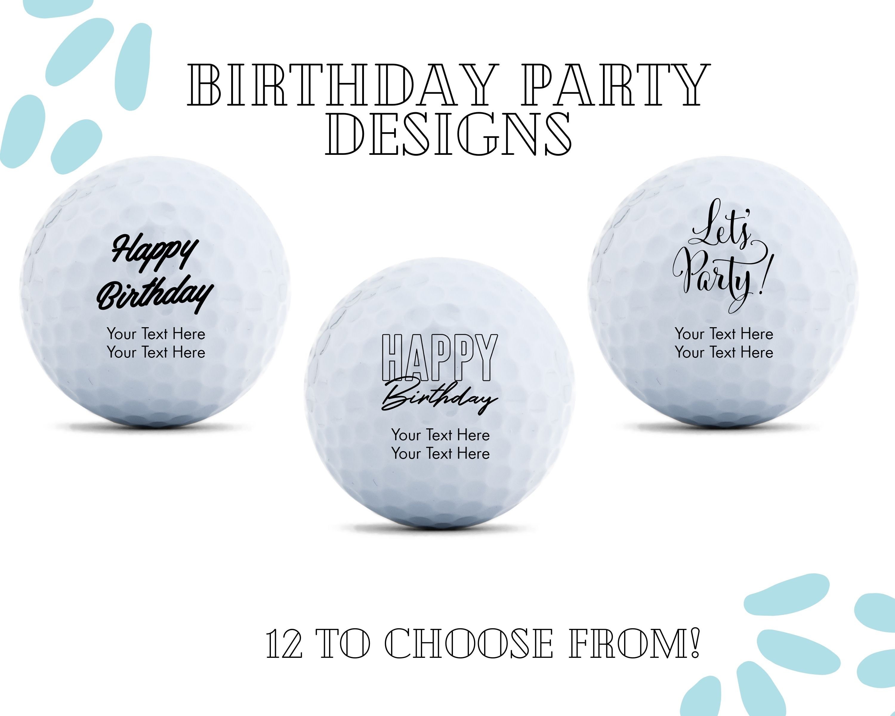 Custom Birthday Party Golf Balls 12 Designs to Choose From Etsy