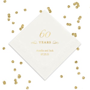 Tovaglioli personalizzati per il traguardo dei 60 anni - 60° compleanno - 60° anniversario - Tovagliolo da pranzo - Tovagliolo da cocktail - Tovagliolo da cena - 50 tovaglioli