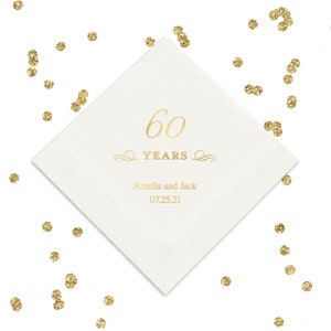 60 Years Milestone Personalized Napkins - 60th Birthday - 60th Anniversary - Luncheon Napkin - Cocktail Napkin - Dinner Napkin - 50 Napkins