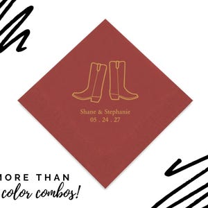 Tovaglioli stampati con stivali da cowboy - 50 tovaglioli di carta - Tovaglioli per matrimonio in stile country - Tovaglioli per compleanno personalizzati - Cowgirl - Festa a tema western