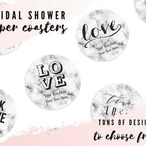 Round Bridal Shower Paper Coasters - Tons of Designs to Pick From - Personalized Coasters - Custom Bridal Party Favor - Miss to Mrs - Yes
