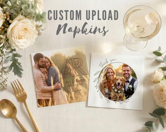 Custom Design Napkins - Personalized Photo Cocktail Napkin - Custom Printed Luncheon Napkin With Your Photo or Logo - Wedding Napkins