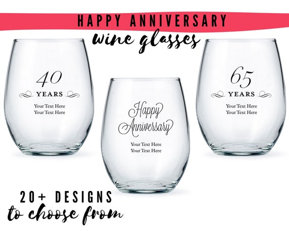 Custom Anniversary Large Stemless Wine Glasses 21 Designs to Pick From  Personalized Wine Glass Custom Anniversary Favor Milestone 