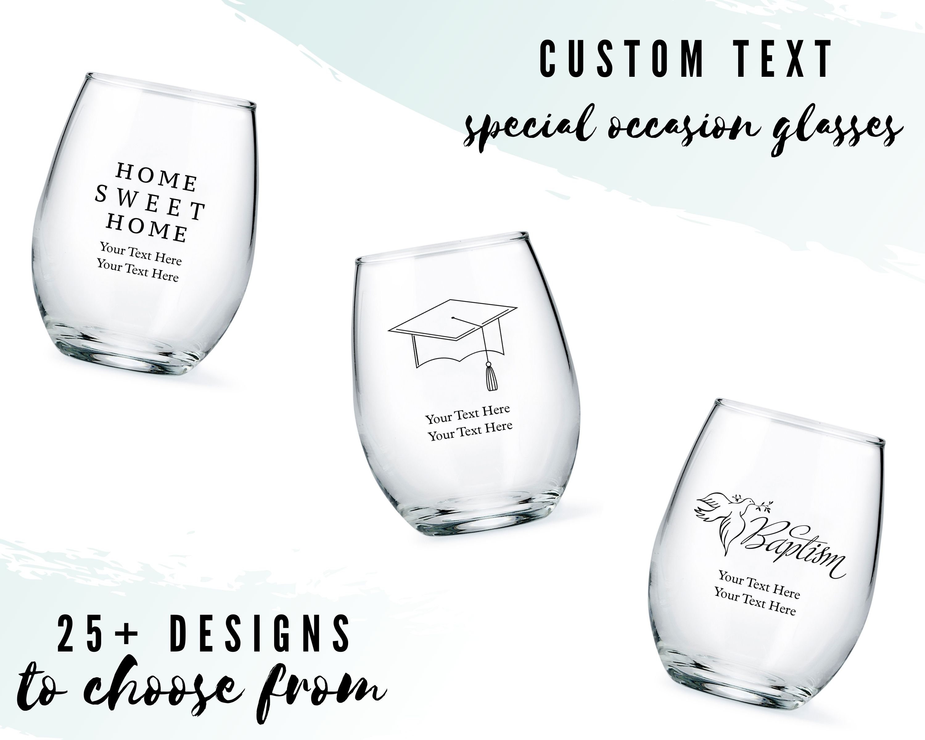 Holiday Personalized Stemless Wine Glasses - 9 Ounce - Nice Price Favors
