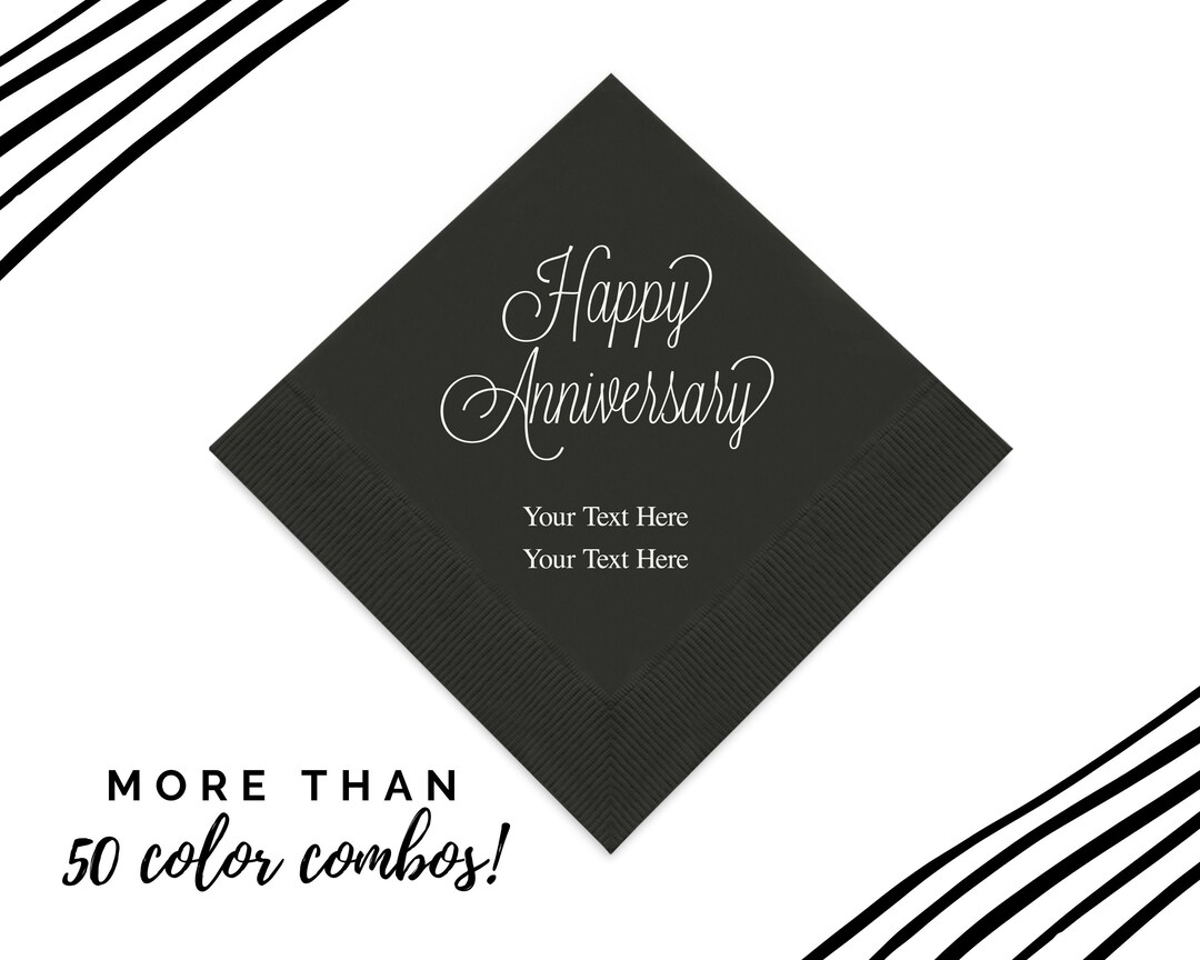 Happy Anniversary Personalized Napkins Set of 50 Anniversary Party
