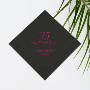 35 Years Personalized Napkins - Custom Printed 35th Birthday Party Napkins - 35th Anniversary - Set of 50 Cocktail or Luncheon Napkins