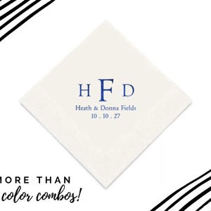Custom Monogram Napkins - Personalized Wedding Monogram Napkins - Custom Anniversary Napkins - Set of 50 Cocktail or Luncheon Napkins