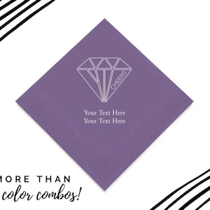 Cheers Diamant-Servietten - 50 Set kundenspezifische Cocktail-Papierservietten - Geometrische Diamant-Party-Serviette - Jubiläumsfeier - Verlobungsfeier-Serviette