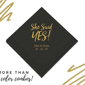 She Said Yes! Napkins - Personalized Paper Napkins - Custom Bridal Shower Napkins - Engagement Party Napkin - Set of 50 Personalized Napkins