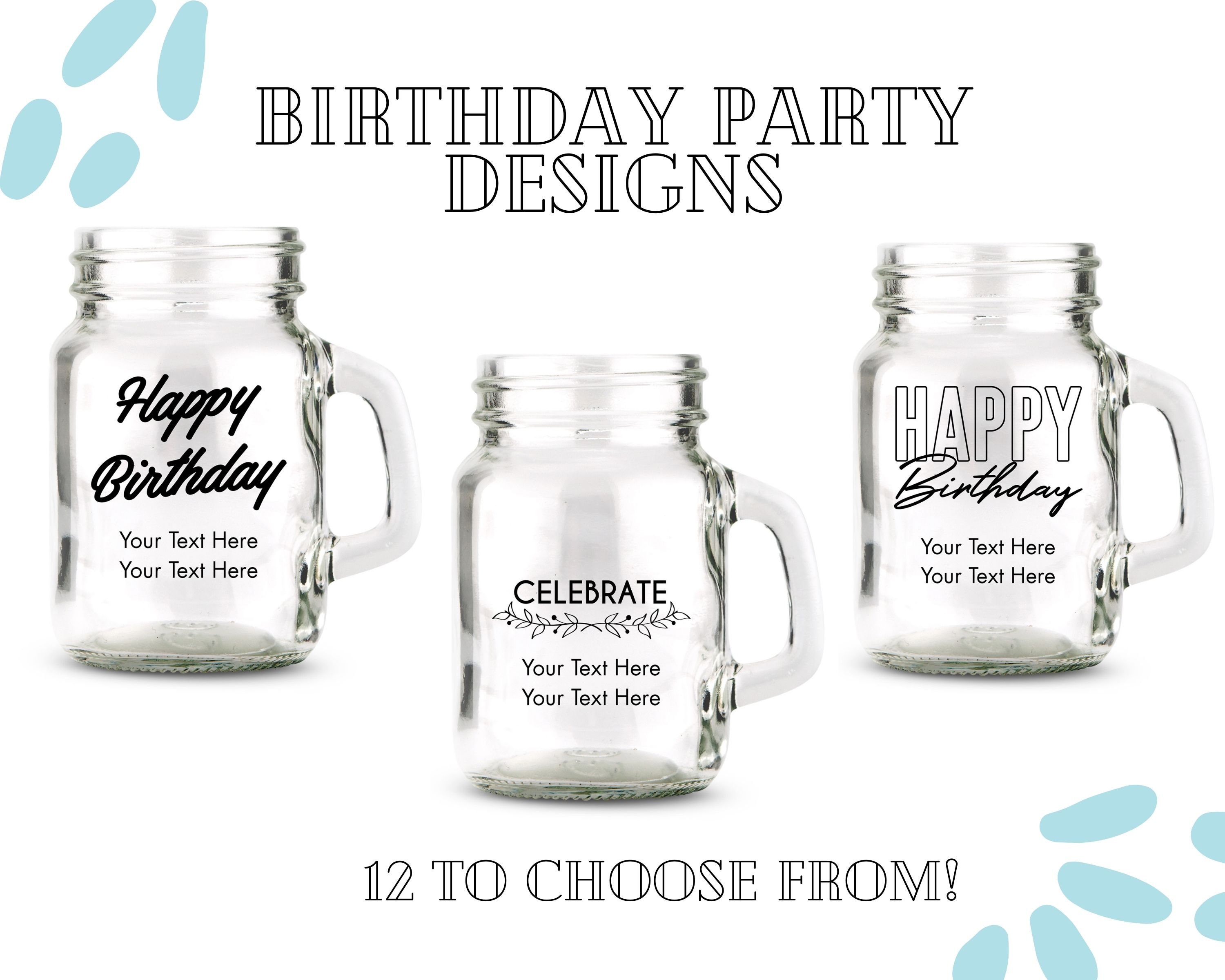 Personalised Engraved Mason Jar Drinking Glasses Personalized Drinking  Glasses Personalised Cocktail Glasses, Happy Birthday 