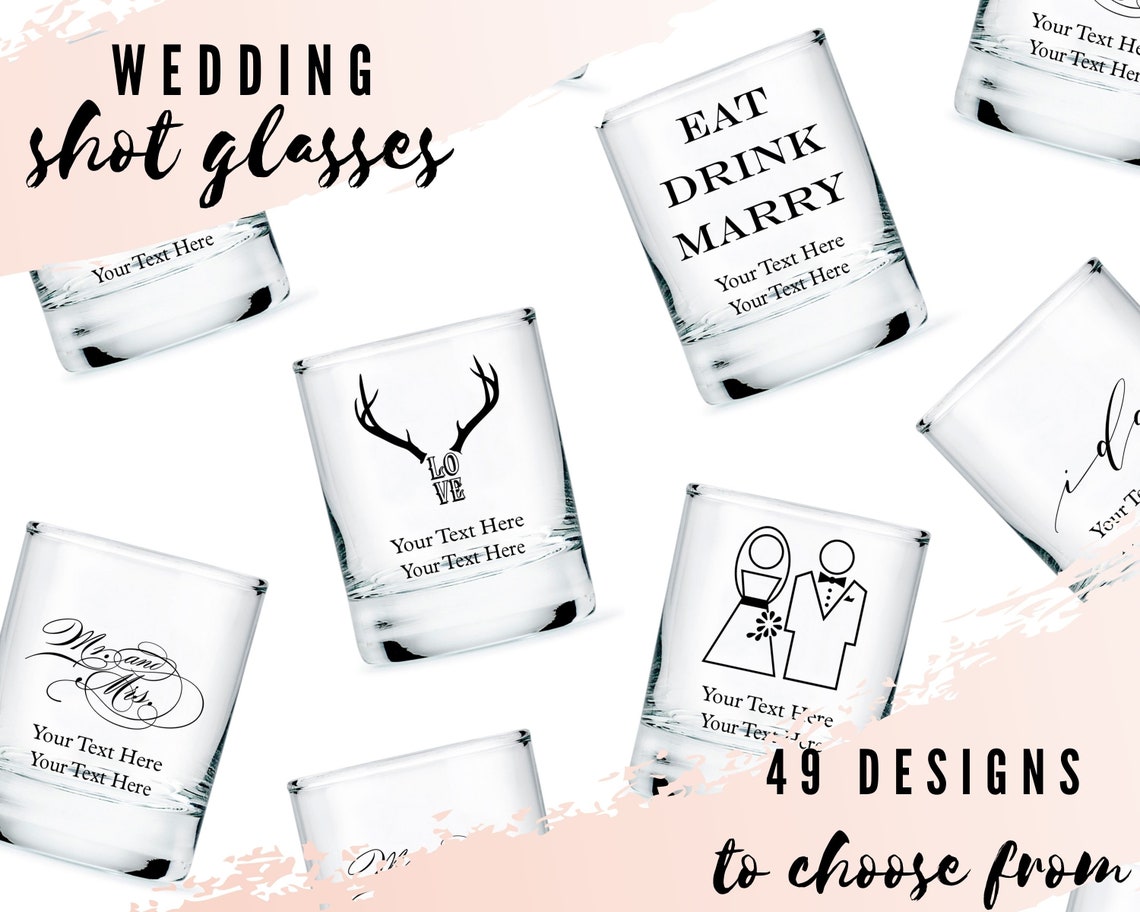 Custom Wedding Favor Shot Glasses 49 Designs to Choose From Etsy