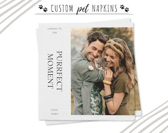 Custom Color Photo Napkins - Pet Photo Napkins - Dog Photo Napkins - Cat Photo Napkins - Wedding Napkins - Birthday Napkins - Pet Adoption