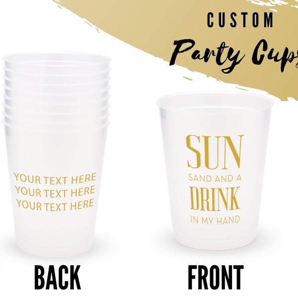 Tasses personnalisées - Du sable et un verre à la main - Lot de 8 tasses personnalisées - Tasses d'anniversaire - Tasses de plage