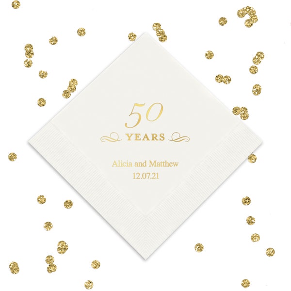 50 jaar ontwerp gepersonaliseerde papieren servetten - 50e verjaardag servetten - 50e verjaardag servetten - Set van 50 cocktail- of lunchservetten