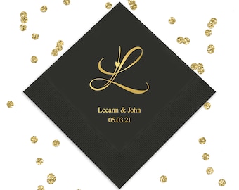 Custom Initial Personalized Napkins - Custom Wedding Napkins - Anniversary Napkins - Baby Shower Napkins - Set of 50 Personalized Napkins