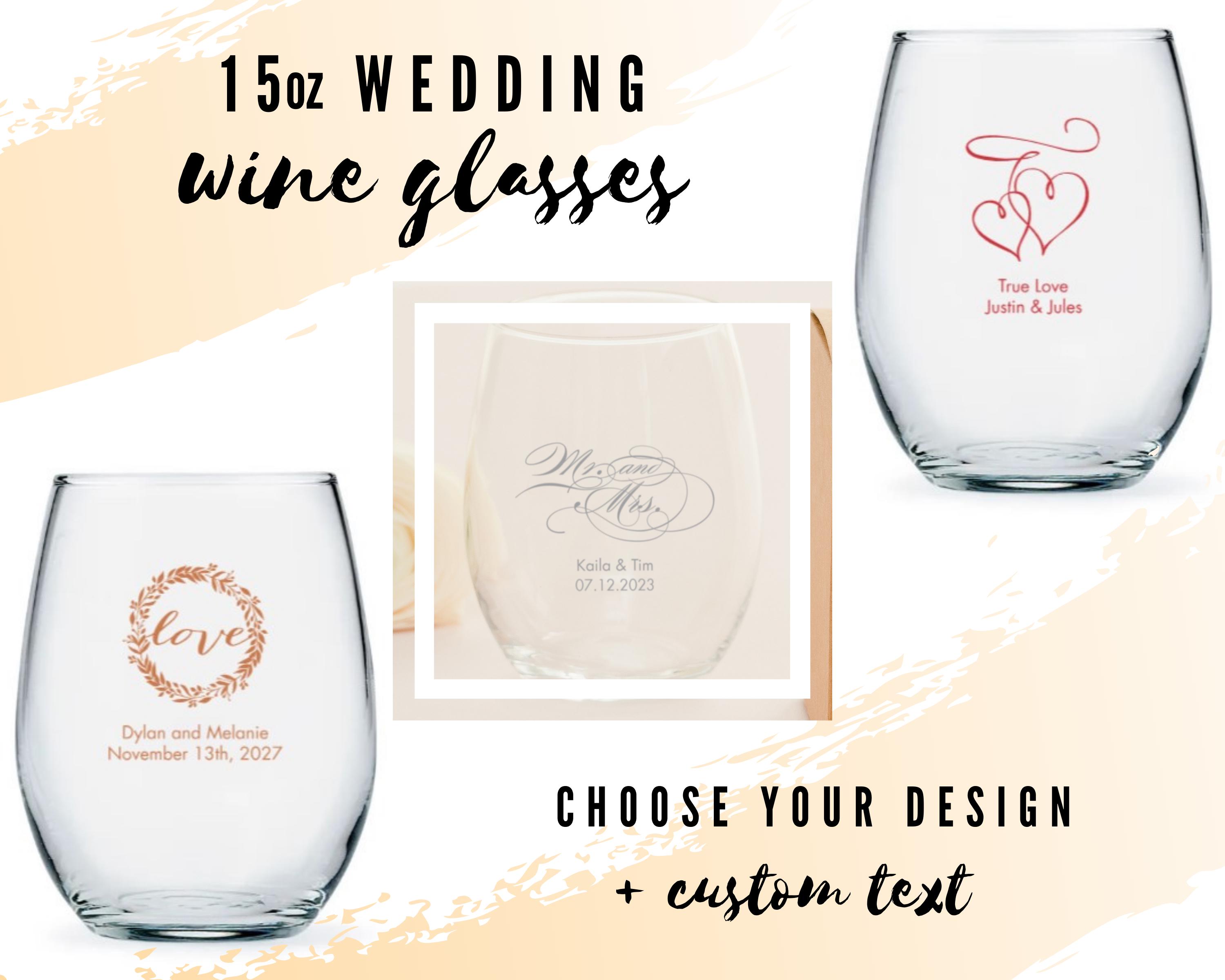 Custom Wedding Large Stemless Wine Glasses - 49 Designs to Choose From -  Useful Wedding Favor - Guest Favor - Wedding Bar - Vineyard Wedding - Etsy